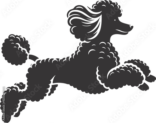 poodle dog in different poses, clipart, and vector silhouette designs.