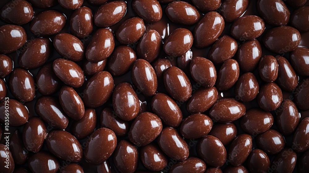A seamless spread of chocolate-covered almonds, tightly arranged to fill the entire frame with their rich, glossy texture and dark tones. A seamless spread of chocolate-covered almonds, tightly arranged to fill the entire frame with their rich, glossy texture and dark tones.