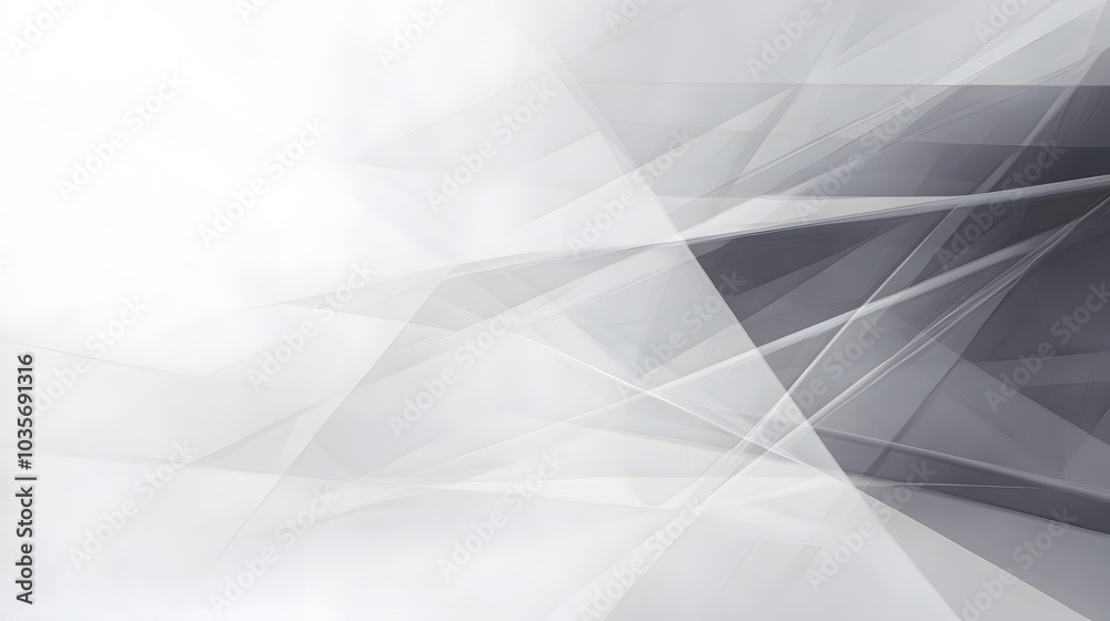 Obraz premium Abstract Gray and White Geometric Pattern with Intersecting Lines and Shapes