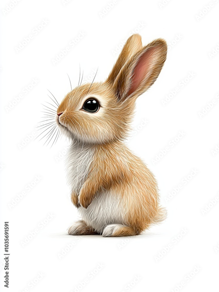 Obraz premium Cute rabbit, white isolate background