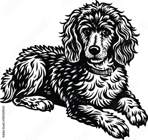 poodle dog in different poses, clipart, and vector silhouette designs.