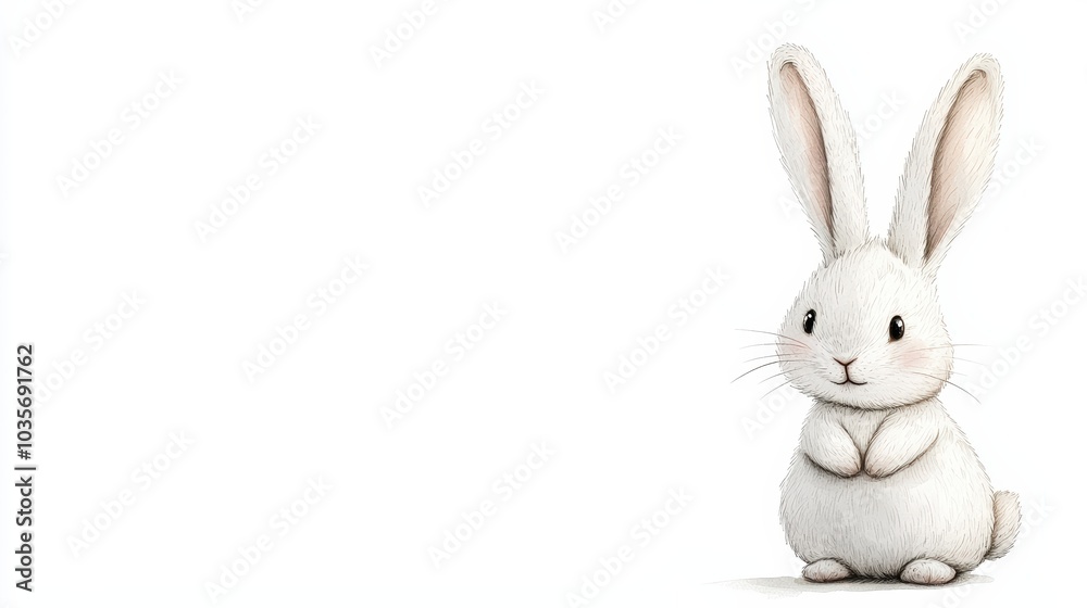 Cute white bunny on a white isolated background Cute white bunny on a white isolated background