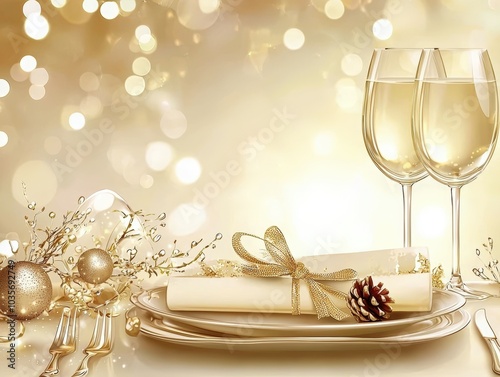 Elegant festive table setting for celebration.