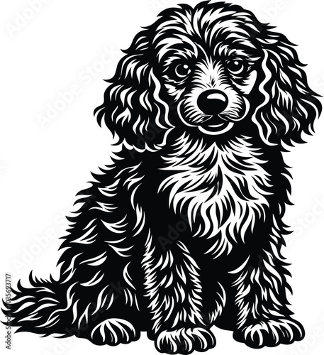 poodle dog in different poses, clipart, and vector silhouette designs.