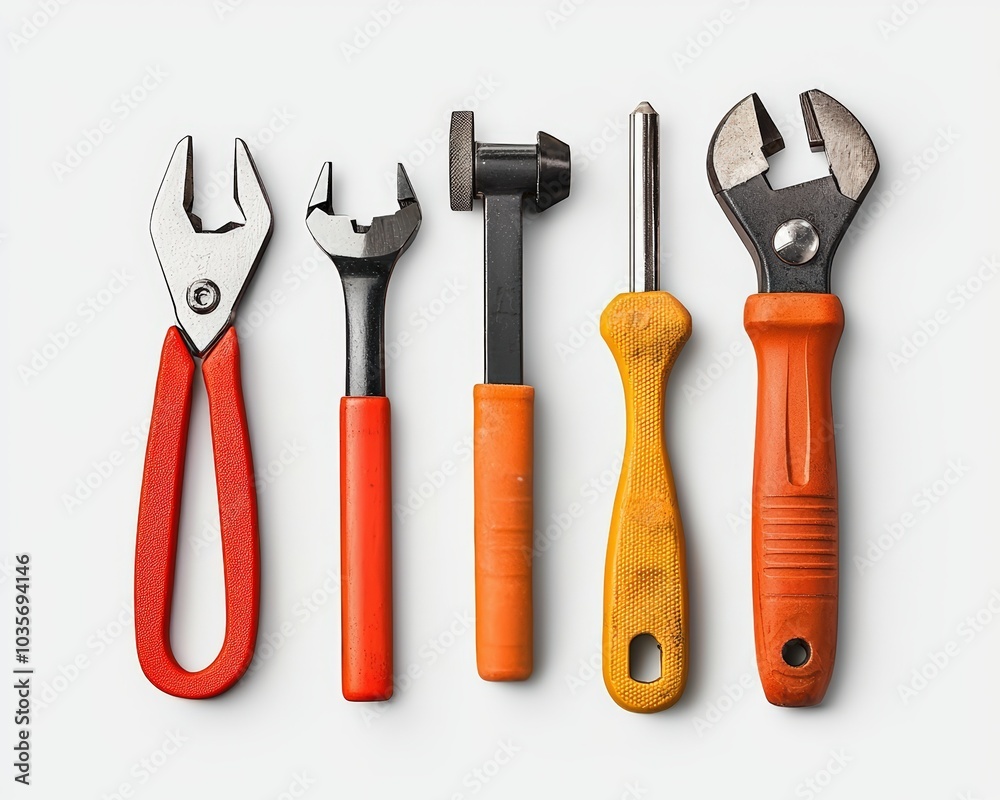 Assorted tools on a white background Assorted tools on a white background