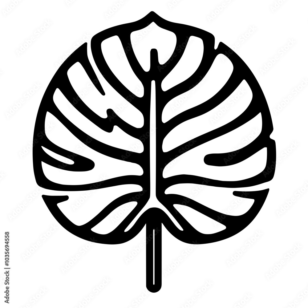Monstera leaf icon with gradient green fill, dynamic tropical plant symbol Monstera leaf icon with gradient green fill, dynamic tropical plant symbol
