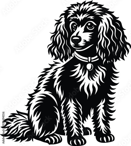 poodle dog in different poses, clipart, and vector silhouette designs.