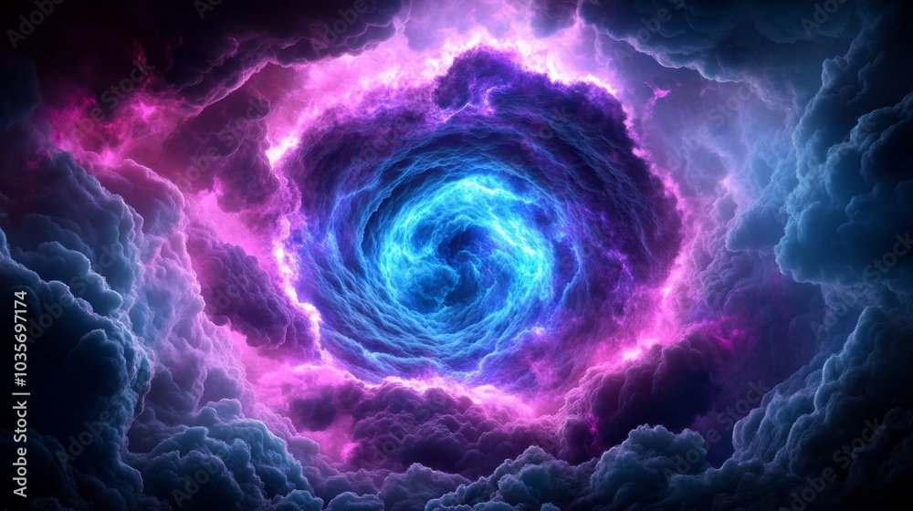 Vibrant swirling nebula with shades of purple and blue, depicting cosmic beauty in space. Vibrant swirling nebula with shades of purple and blue, depicting cosmic beauty in space.