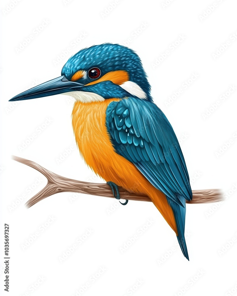 Colorful kingfisher perched on a branch Colorful kingfisher perched on a branch