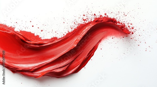 Abstract red in splash, paint, brush strokes, stain grunge on white background, Japanese style