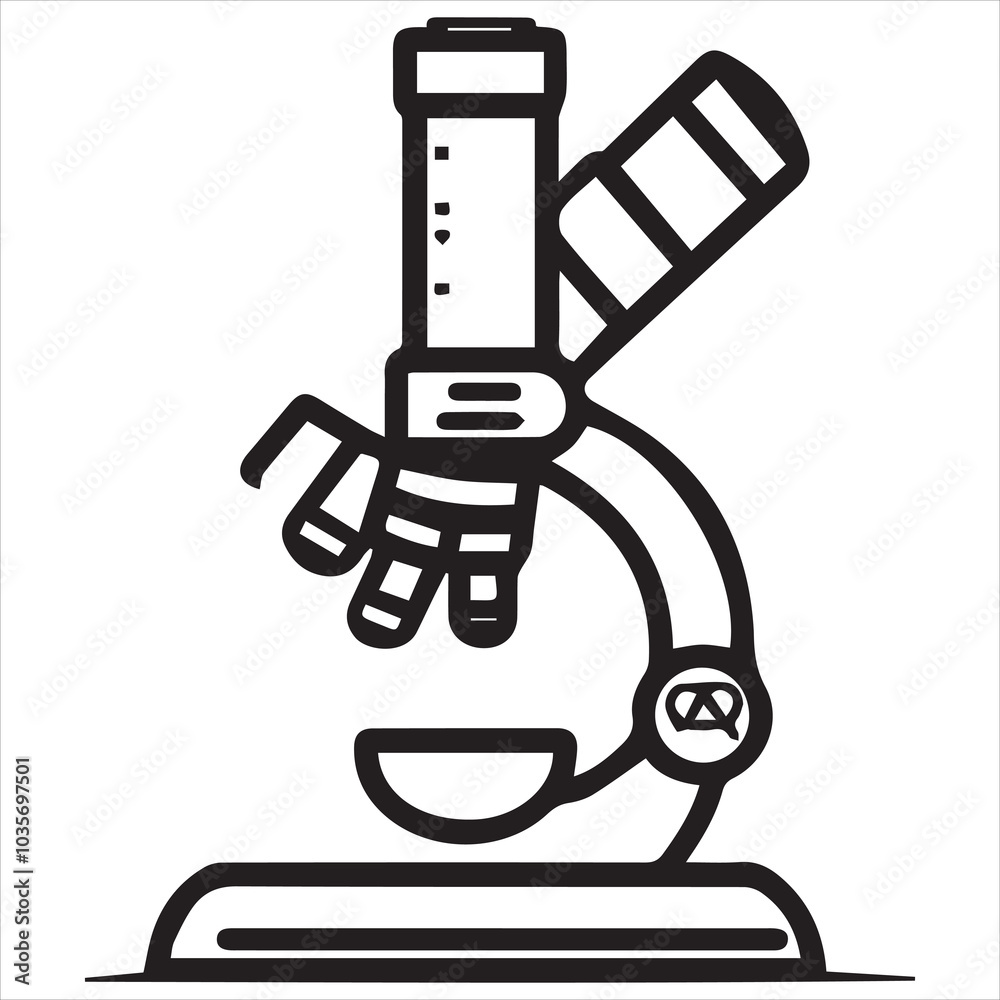 simple logo of a a microscope, on white background simple logo of a a microscope, on white background