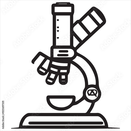 simple logo of a a microscope, on white background