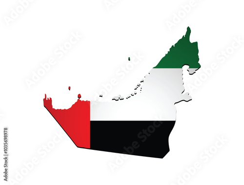 United Arab Emirates flag map on white isolated vector illustration