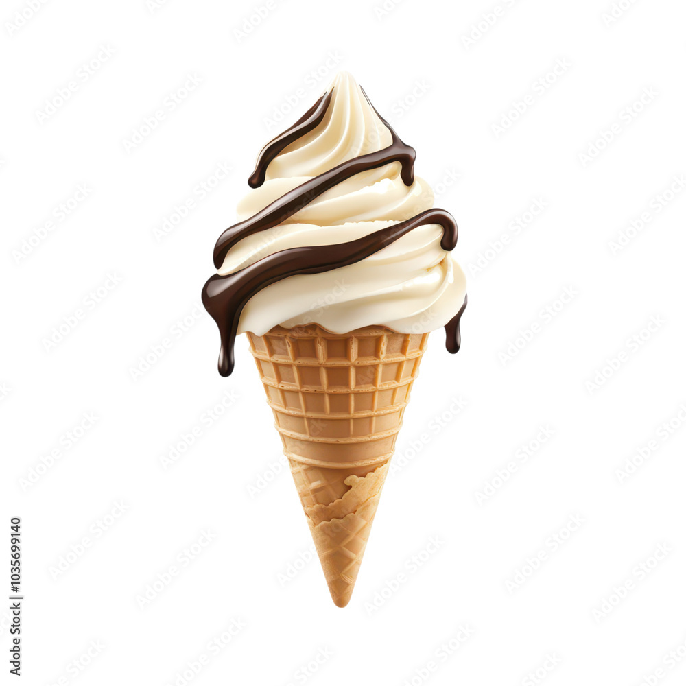 Delicious vanilla swirl ice cream cone floating with a tempting drip, perfect for summer treats and desserts. Delicious vanilla swirl ice cream cone floating with a tempting drip, perfect for summer treats and desserts.