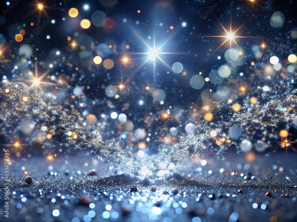 Elegant Silver Liquid Particles in Cosmic Light - Abstract Swarm for Festive Magic Holidays Background