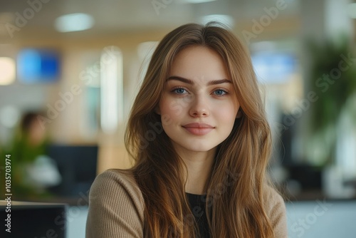 Confident woman receptionist of municipal office, Generative AI