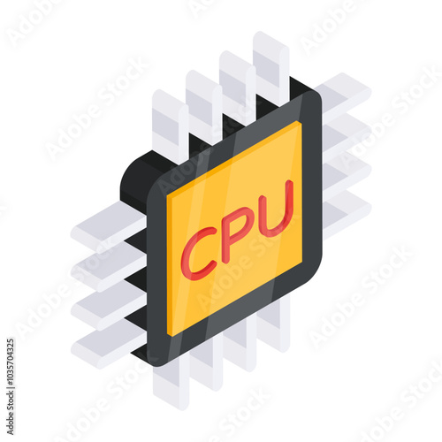 An isometric design icon of cpu chip


