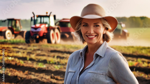 Portrait einer Landwirtin mittleren Alters auf dem Acker photo