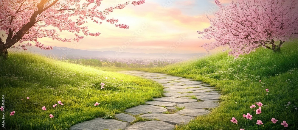 Obraz premium Stone Path Leading Through a Dreamlike Landscape