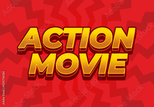 Action movie. Text effect in 3D look with modern colors