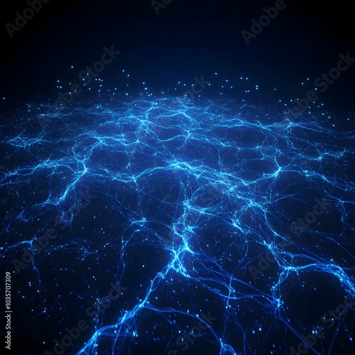 Minimal Abstract Neural Network with Glowing Blue Lines and Futuristic Digital Connections