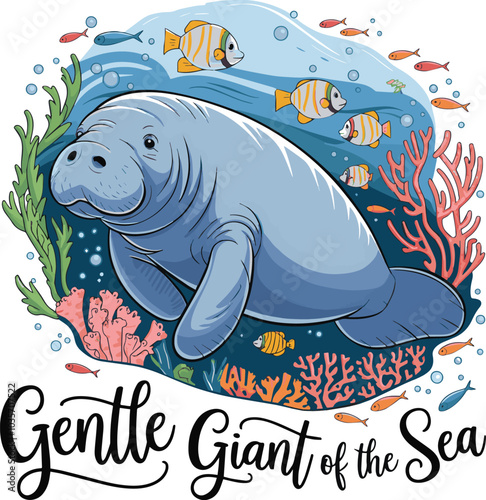 Gentle  Giant of the Sea concept manatee t-shirt design