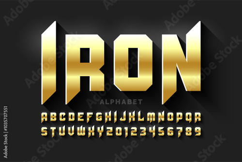 Iron chrome style font, alp...
