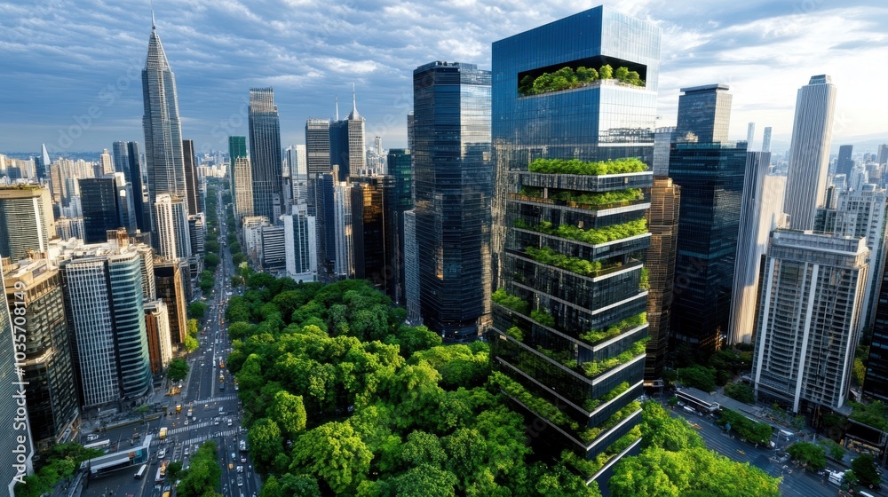 Obraz premium Green Urban Architecture Visualized for Future Environments