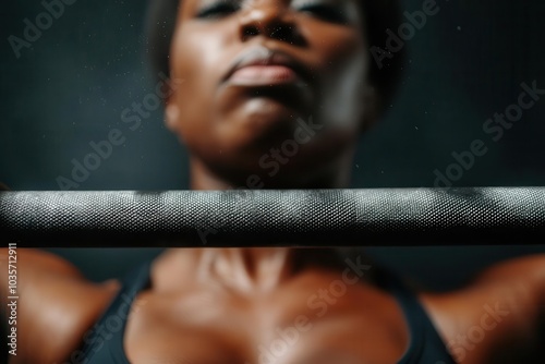 Female weightlifter focusing before a lift, determination, gym environment, goal pursuit