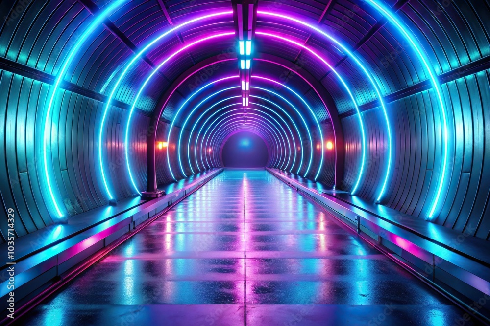 Abstract tunnel background with neon lights Abstract tunnel background with neon lights