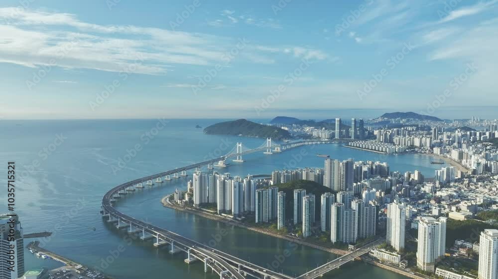Drone View of Busan city in South Korea, Centum City, Summer, 60fps Drone View of Busan city in South Korea, Centum City, Summer, 60fps