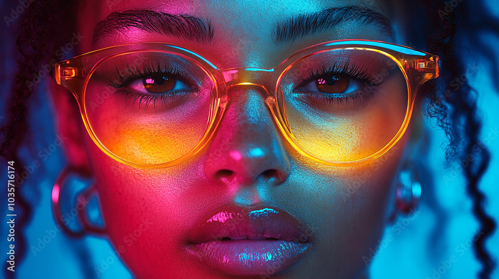 portrait of a beautiful fashion young girl in cool sunglasses illuminated by yellow light in the studio portrait of a beautiful fashion young girl in cool sunglasses illuminated by yellow light in the studio