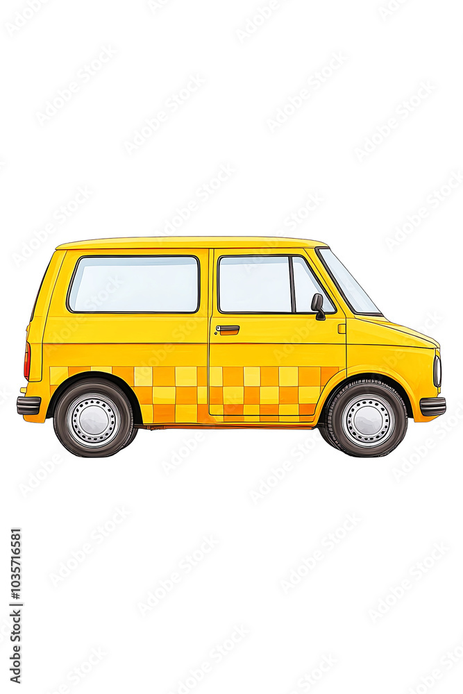 Yellow taxi van illustration on transparent isolated white background. Yellow taxi van illustration on transparent isolated white background.