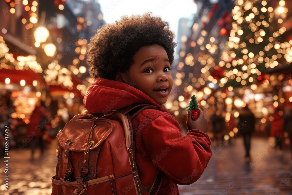 Holiday Shopping Adventure Navigating Festive Stores with Organized Lists, Busy Crowds, and Joyful Spirit