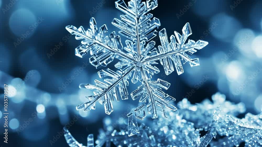 A delicate snowflake with intricate patterns rests on a branch, glistening in the winter sun A delicate snowflake with intricate patterns rests on a branch, glistening in the winter sun