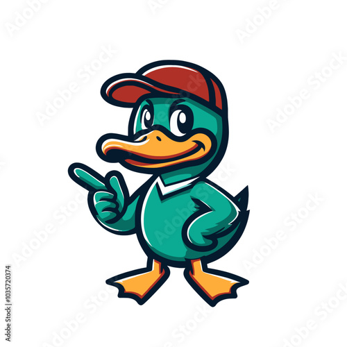 cool duck modern style mascot isolated vector illustration