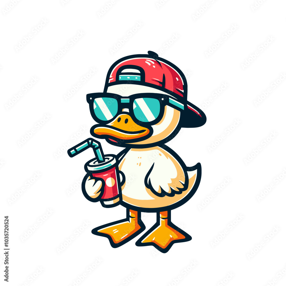 cool duck modern style mascot isolated vector illustration