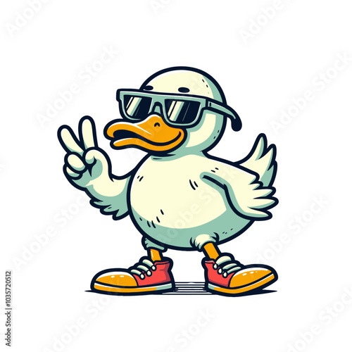 cool duck modern style mascot isolated vector illustration