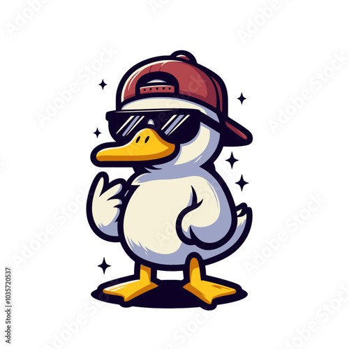 cool duck modern style mascot isolated vector illustration