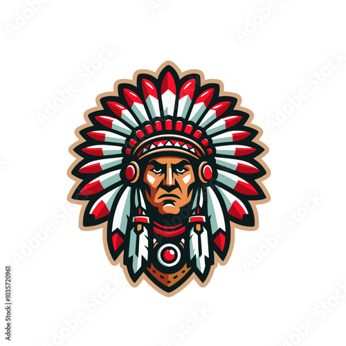 Indian chief isolated vector illustration
