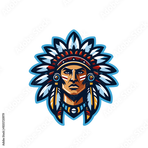 Indian chief isolated vector illustration