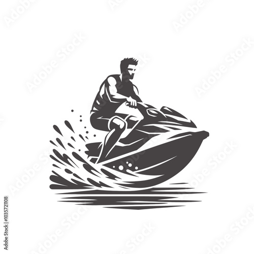 Jet ski. Water sports isolated vector illustration	
