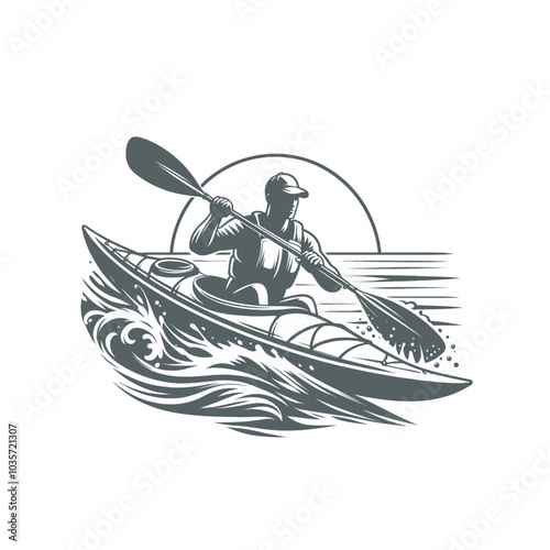 Kayaking canoe modern sports isolated vector illustration