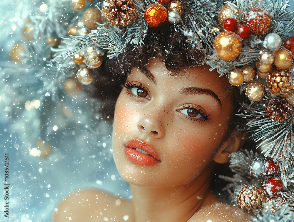 A Christmas-themed image featuring a person in a red dress, standing next to a decorated Christmas tree, capturing the festive spirit and holiday cheer A Christmas-themed image featuring a person in a red dress, standing next to a decorated Christmas tree, capturing the festive spirit and holiday cheer