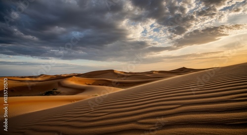 Desert Dunes under a Cloudy Sky