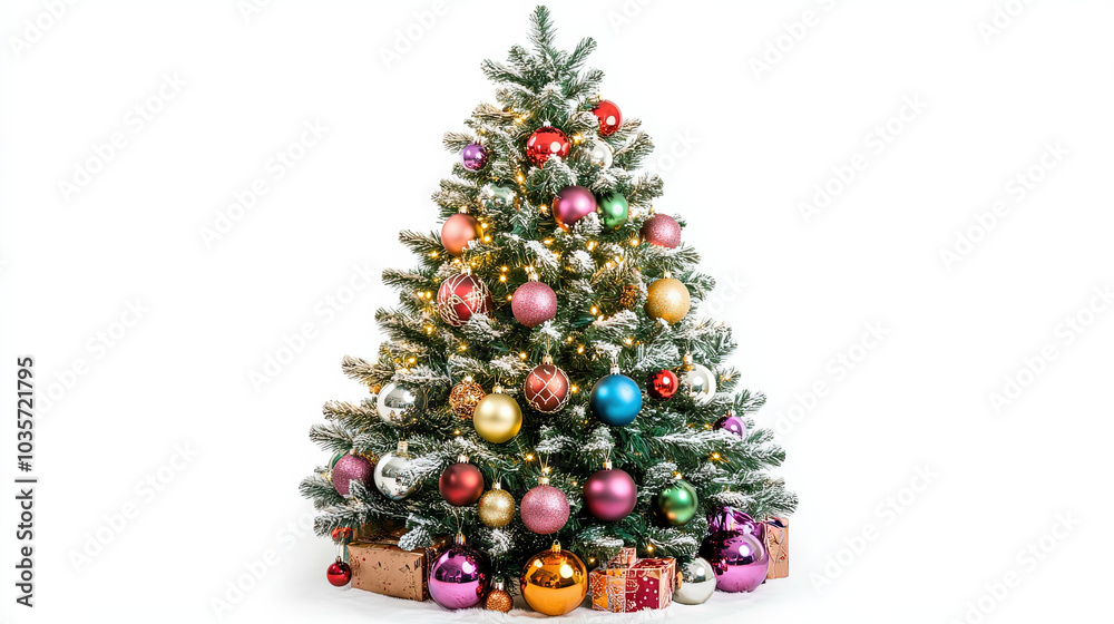 Decorated Christmas tree isolated on white Decorated Christmas tree isolated on white