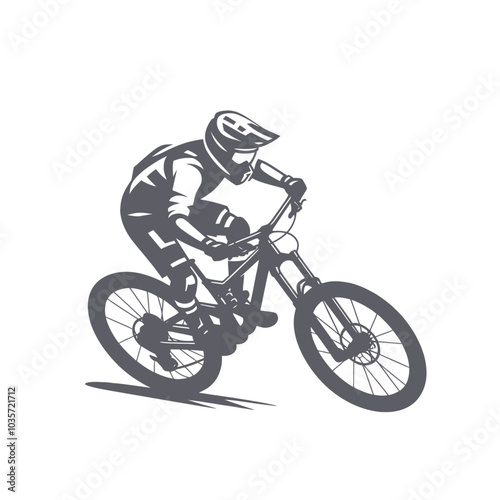 Mountain bike rider isolated vector illustration