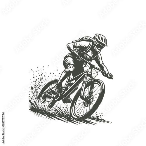 Mountain bike rider isolated vector illustration