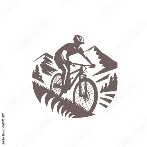 Mountain bike rider isolated vector illustration