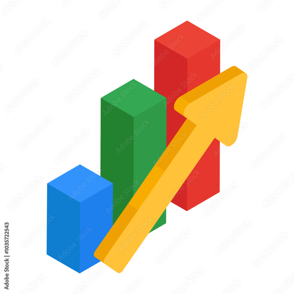 Chart with upward arrow, flat design icon of growth chart
Chart with upward arrow, flat design icon of growth chart